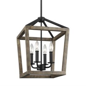 Chandelier, 4 Light Lantern Adjustable Dimmable Square/Rectangle
