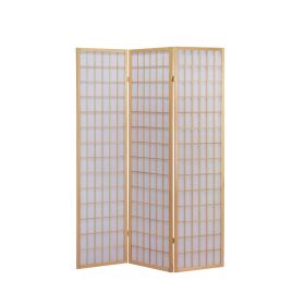 Room Divider, 3-Panel Wooden, Japanese Shoji Screen in Natural