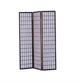 Privacy Screen, 3-Panel Room Divider Asian Style in Cherry Wood Finish