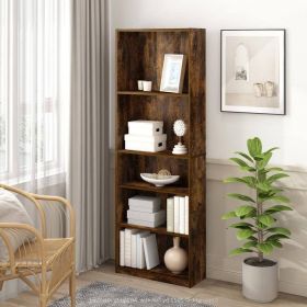 Bookcase, 71-inch Tall 5-Shelf  in Medium Brown Wood Finish