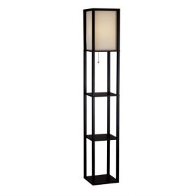 Black Modern Floor Lamp with Silk Shade, 63-inch
