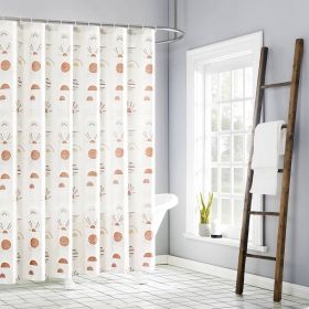 Shower Curtain, 72" Cream White Orange Sunset Bohemian Pattern