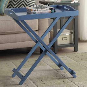 TV Tray Bedside Table in Blue Wood Finish, Folding