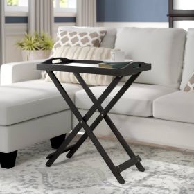 TV Tray Bedside Table in Black Wood Finish, Folding
