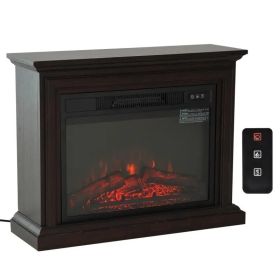 Fireplace, 31 inch Dark Brown Electric Heater  Flame Effect and Mantel w/ Remote