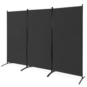 Room Divider Screen, 6-Ft Black 3-Panel with Steel Base and Heavy Duty Hinges