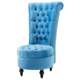 Accent Chair, Blue Tufted High Back Plush Velvet Upholstered Low Profile
