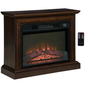 Fireplace Heater, 31" Brown Electric  Dimmable and Mantel w/ Remote Control