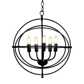 Chandelier, 5 Light Brass Rustic Industrial Rotating Metal