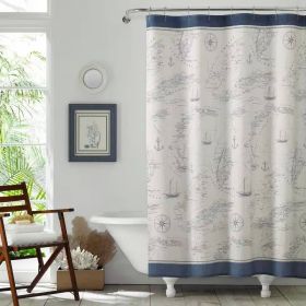 Shower Curtain, 72" Cotton  with Florida Keys Ship Map Pattern