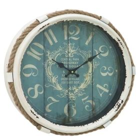 Wall Clock, 17-inch Nautical Blue Vintage Style