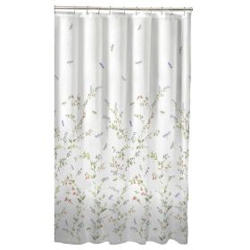 Shower Curtain, Floral Dragonfly Polyester Machine Washable