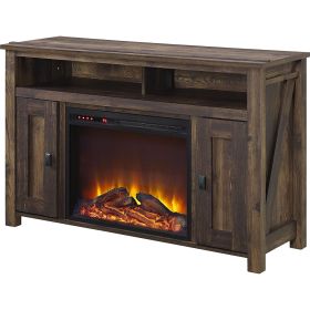 Electric Fireplace, 50-inch TV Stand in Medium Brown Wood with 1,500 Watt