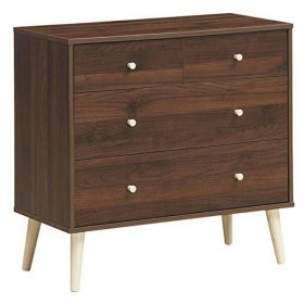 Storage Dresser, Espresso Modern FarmHome 4 Drawer Easy Glide