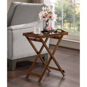 TV Tray Bedside Table in Dark Brown Espresso Wood Finish, Folding