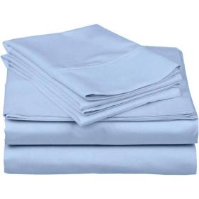 Sheet Set, Full Blue 100-Percent Egyptian Cotton 1000 Thread Count 4-Piece