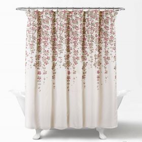 Shower Curtain, 72-inch Tan Purple Grey Floral Flowers
