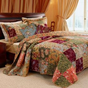 Quilt Set, Full / Queen size 100% Cotton Patchwork with Floral Paisley Pattern
