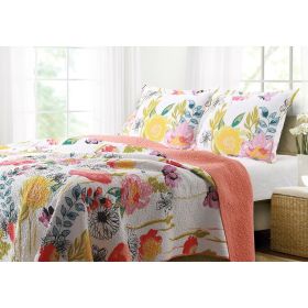 Quilt Set, Full / Queen Cotton  Multi-Color Floral Pattern