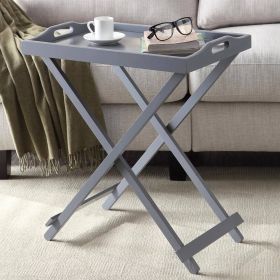 TV Tray Bedside Table in Grey Wood Finish, Folding