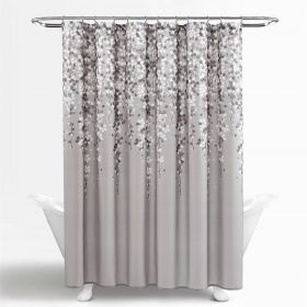 Shower Curtain, 72-inch Grey White Floral Vines and Flowers