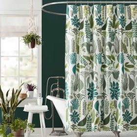 Shower Curtain, 72 x 72 inch Cotton Poly with Garden Leaves Herb Floral Pattern