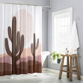 Shower Curtain, Desert Cactus Sunset Brown Red Tan Southwest , 72-in.