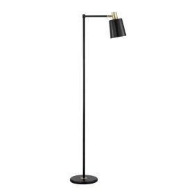 Floor Lamp, 60-inch Industrial Modern Black Metal with Gold Accents