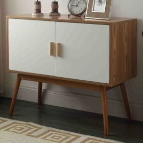 Storage Cabinet,, Mid-Century Modern Console Table with Solid Wood Legs