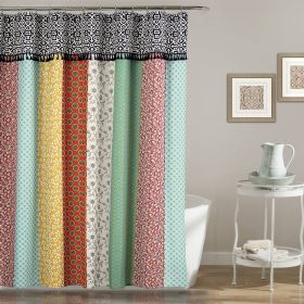 Shower Curtain, 72-in. Bohemian Floral Multi-Color Patchwork Polyester