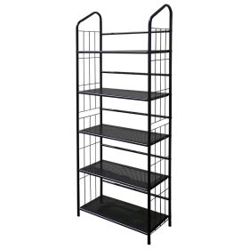 Bookcase, 5-Tier Storage Shelves Rack in Black Metal