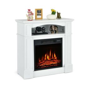 TV Stand Fireplace, 32 inch 1,400 Watt Electric with Shelf, White