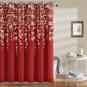Shower Curtain, 72-inch Red White and Flowers Vines Floral