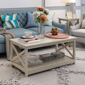 Coffee Table, Contemporary Farmhouse in Rustic White Oak Wood Finish