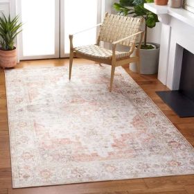 Area Rug, 3 ft. x 5 ft. Traditional Persian Style Washable Boho Light Grey Red