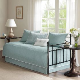 Daybed Cover Set, 6-Piece Farmhouse Quilted Seafoam Blue Green Teal Reversible