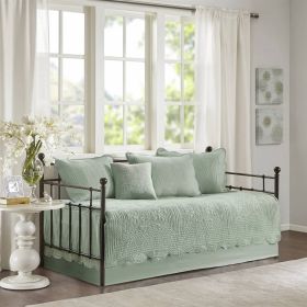 Daybed Cover, 6-Piece Farmhouse Seafoam Green Bedding Set with Scalloped Edges