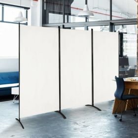 Room Divider Screen, 6-Ft White 3-Panel  with Steel Base and Heavy Duty Hinges