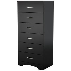 Black 6-Drawer Chest for Contemporary Bedroom