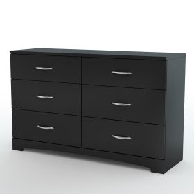 Dresser, 6-Drawer, for Contemporary Bedroom in Black Finish