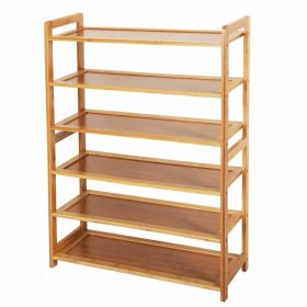 Wood 6-Shelf Shoe Rack - Holds up to 24 Pair of Shoes