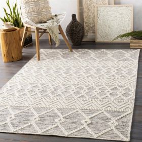 Area Rug, 3-ft. x 5-ft. Hand Woven Wool Blend Grey Beige Ivory Persian Style