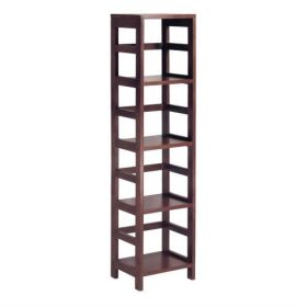 Bookcase, 4-Shelf Narrow Shelving Unit Tower in Espresso