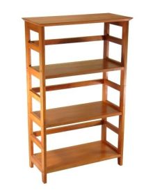 Bookcase, 4-Tier Book-shelf Wood in Honey Finish