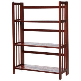 Bookcase, 3-Shelf Folding Storage Shelves in Walnut Wood Finish