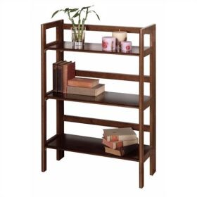Bookcase, 3-Shelf Stackable Folding, in Distressed Walnut Finish