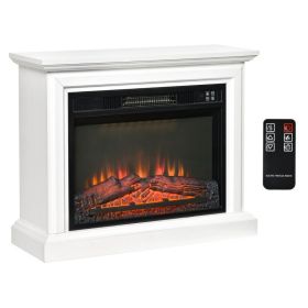 Fireplace Heater, 31 inch White Electric Dimmable Flame and Mantel w/ Remote Control