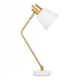 Desk Light, Simple Modern Gold Metal Finish Table Lamp with White Shade