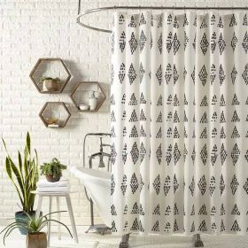 Shower Curtain, 72 x 72 in. Cotton Polly with Black White Rhombus Dots Pattern