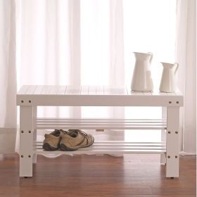 Wood Shoe Rack Entryway Storage Bench in White